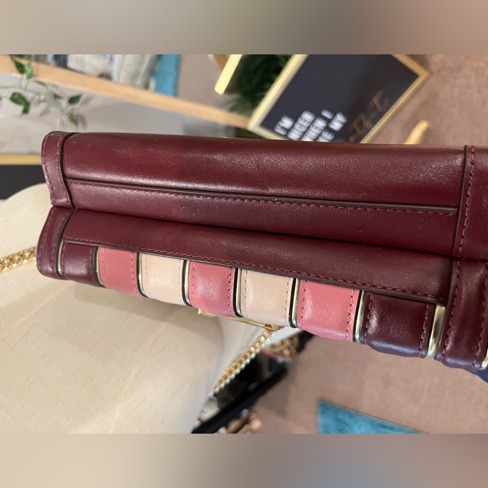 Rare❤️🔥❤️🔥EUC Michael Kors Burgundy Whitney large Quilted Chevon Flap Bag - Picture 8 of 16